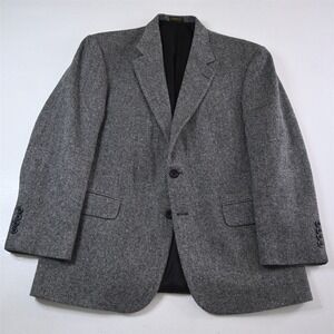 Vtg Mens 42S Gray Herringbone Merino Wool Mens Blazer Suit Jacket Sport Coat